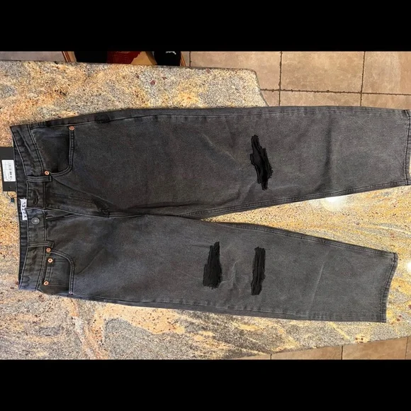 Motel Rocks Jeans Motel Rips Parallel Jeans In Black Wash